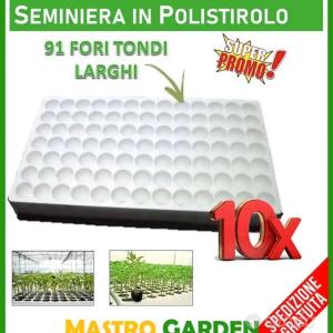 10 pz Contenitore Alveolare in Polistirolo - Seminiera 91 fori tondi con piedino - per Semenzaio