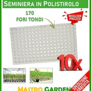 10 pz Contenitore Alveolare in Polistirolo - Seminiera 170 fori tondi con piedino - per Semenzaio