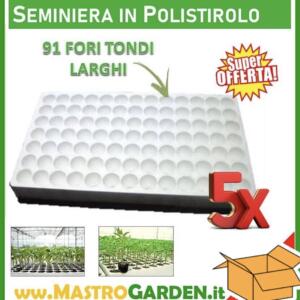 5 pz Contenitore Alveolare in Polistirolo - Seminiera 91 fori tondi con piedino - per Semenzaio